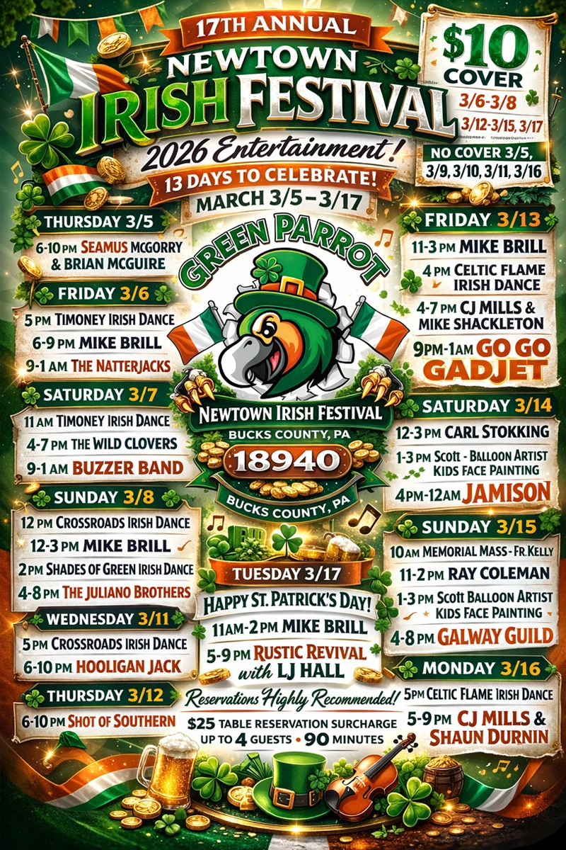 2026 Green Parrot Irish Festival Flyer 2026 Green Parrot Irish Festival Flyer